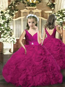 Sleeveless Backless Floor Length Beading Pageant Gowns For Girls