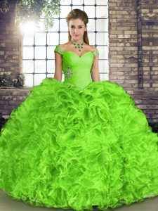Latest Sleeveless Floor Length Beading and Ruffles Lace Up Sweet 16 Quinceanera Dress