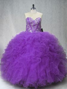 Tulle Sleeveless Floor Length Vestidos de Quinceanera and Beading and Ruffles