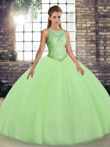 Sweet 16 Dresses Military Ball and Sweet 16 and Quinceanera with Embroidery Scoop Sleeveless Lace Up