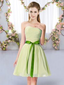 Fancy Sweetheart Sleeveless Chiffon Dama Dress Belt Lace Up