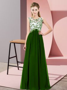 Green Damas Dress Wedding Party with Beading and Appliques Scoop Sleeveless Zipper