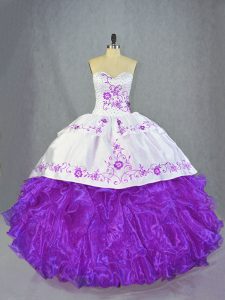 Fantastic Lace Up Quinceanera Dresses Purple for Sweet 16 and Quinceanera with Beading and Ruffles Brush Train