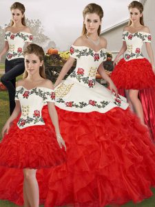 Noble Sleeveless Embroidery and Ruffles Lace Up Vestidos de Quinceanera