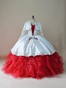 Exquisite Sleeveless Embroidery and Ruffles Lace Up Quinceanera Dress