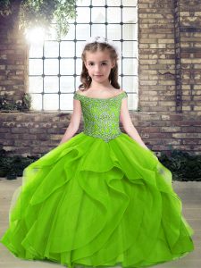 Floor Length Ball Gowns Sleeveless Little Girl Pageant Dress Side Zipper