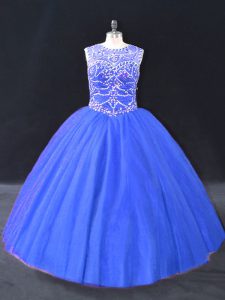 Sexy Tulle Sleeveless Floor Length Quinceanera Dresses and Beading