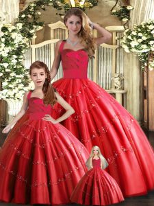 High End Red Halter Top Neckline Appliques 15 Quinceanera Dress Sleeveless Lace Up