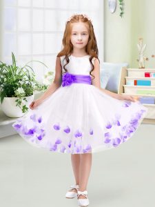 Dazzling Scoop Sleeveless Zipper Kids Pageant Dress White Tulle