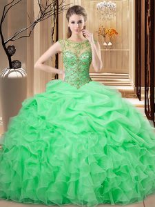 Sleeveless Lace Up Floor Length Beading and Ruffles and Pick Ups Quinceanera Gown