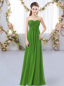 Sleeveless Chiffon Floor Length Zipper Court Dresses for Sweet 16 in Green with Ruching