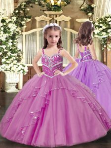 Glorious Sleeveless Beading and Ruffles Lace Up Little Girl Pageant Gowns