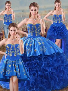 Sleeveless Embroidery and Ruffles Lace Up Vestidos de Quinceanera