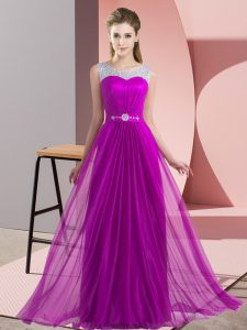 Dazzling Scoop Sleeveless Lace Up Court Dresses for Sweet 16 Purple Chiffon