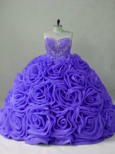 High Class Lavender Quince Ball Gowns Sweet 16 and Quinceanera with Beading Sweetheart Sleeveless Brush Train Lace Up