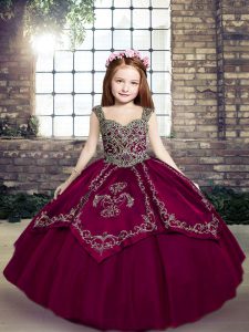 Floor Length Ball Gowns Sleeveless Fuchsia Pageant Gowns For Girls Lace Up