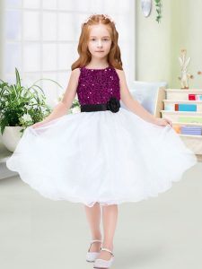 White Sleeveless Organza Zipper Little Girls Pageant Dress Wholesale for Wedding Party