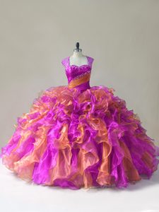 Elegant Multi-color Sleeveless Organza Zipper Ball Gown Prom Dress for Sweet 16 and Quinceanera