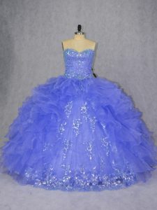 Floor Length Ball Gowns Sleeveless Purple 15th Birthday Dress Lace Up