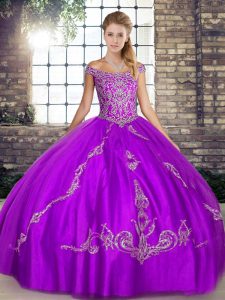 On Sale Beading and Embroidery Sweet 16 Dresses Purple Lace Up Sleeveless Floor Length