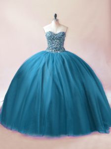 Charming Floor Length Ball Gowns Sleeveless Teal Sweet 16 Dresses Lace Up