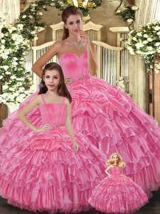 Sweetheart Sleeveless Organza Sweet 16 Dress Ruffled Layers Lace Up