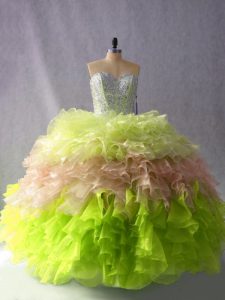 Floor Length Multi-color Quince Ball Gowns Sweetheart Sleeveless Lace Up