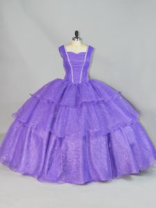 Custom Designed Organza Sleeveless Floor Length Ball Gown Prom Dress and Beading and Ruffled Layers