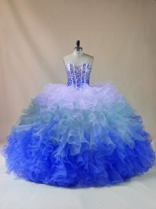 Vintage Floor Length Lace Up Sweet 16 Dresses Multi-color for Sweet 16 and Quinceanera with Beading and Ruffles