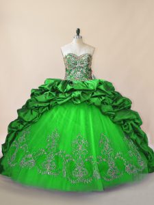 Trendy Green Sweetheart Neckline Beading and Pick Ups Vestidos de Quinceanera Sleeveless Lace Up