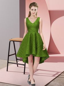 Lace Zipper Damas Dress Sleeveless High Low Lace