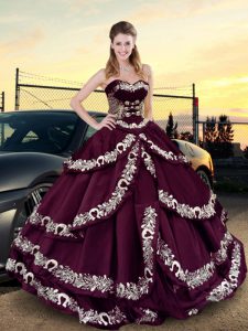 Extravagant Sweetheart Sleeveless Lace Up Quinceanera Gown Purple Satin