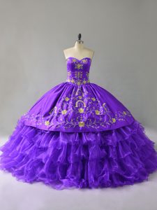 Purple Sleeveless Organza Lace Up Vestidos de Quinceanera for Sweet 16 and Quinceanera