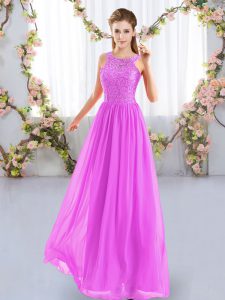 Stunning Empire Dama Dress Fuchsia Scoop Chiffon Sleeveless Floor Length Zipper