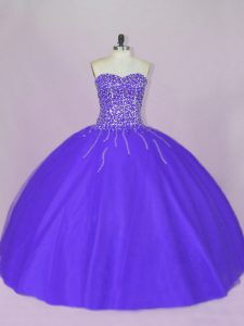 Dynamic Tulle Sleeveless Floor Length Quinceanera Gown and Beading