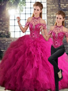 Sleeveless Beading and Ruffles Lace Up Quinceanera Dress