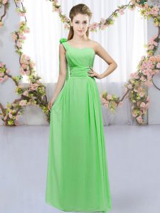 Modest One Shoulder Sleeveless Lace Up Vestidos de Damas Chiffon