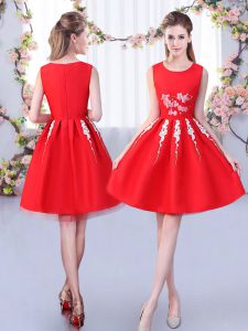 Knee Length A-line Sleeveless Red Quinceanera Court Dresses Zipper