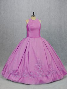 Glamorous Floor Length Lilac 15th Birthday Dress Scoop Sleeveless Lace Up