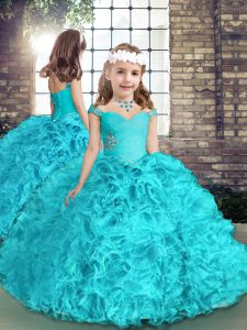 Sleeveless Beading Lace Up Little Girls Pageant Dress