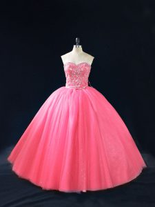 Exceptional Floor Length Ball Gowns Sleeveless Hot Pink 15 Quinceanera Dress Side Zipper