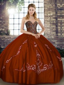 Sleeveless Beading and Embroidery Lace Up Sweet 16 Dresses