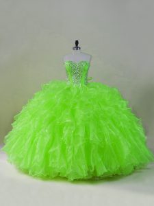 Sweetheart Sleeveless Lace Up 15th Birthday Dress Organza