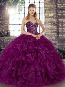 Dynamic Floor Length Ball Gowns Sleeveless Purple Ball Gown Prom Dress Lace Up