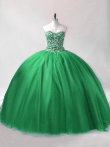 Dark Green Sweet 16 Dresses Sweet 16 and Quinceanera with Beading Sweetheart Sleeveless Lace Up