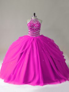 Stylish Sleeveless Lace Up Beading 15th Birthday Dress