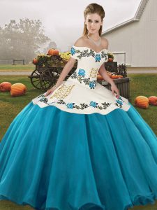 Trendy Organza Sleeveless Floor Length Sweet 16 Quinceanera Dress and Embroidery