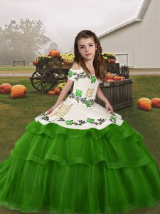 Classical Floor Length Ball Gowns Sleeveless Green High School Pageant Dress Lace Up