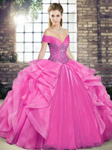 Organza Sleeveless Floor Length Sweet 16 Quinceanera Dress and Beading and Ruffles