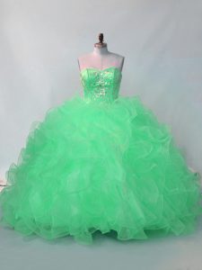 Eye-catching Floor Length Ball Gowns Sleeveless Green Vestidos de Quinceanera Lace Up